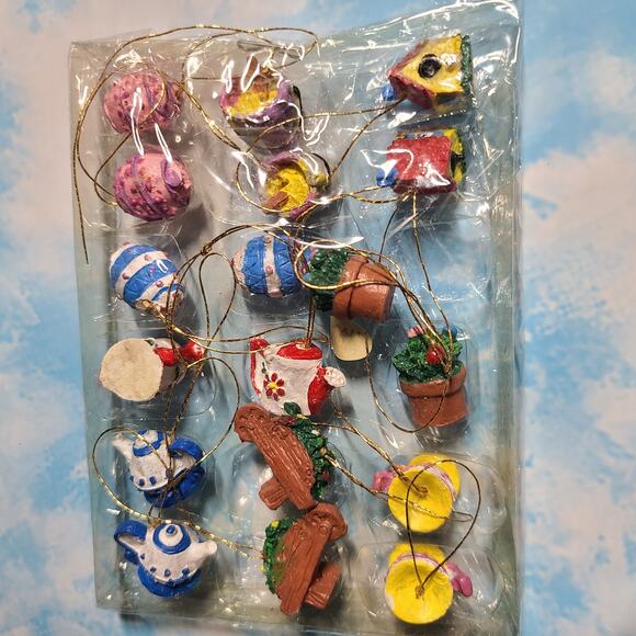 Vintage 90s mini tea party garden charms set of 9 pairs - Picture 3 of 6